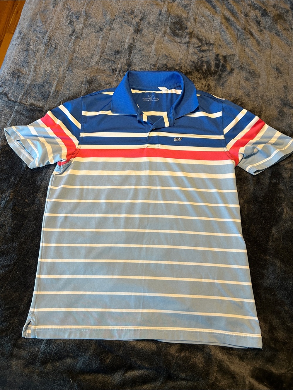 Vineyard Vines Performance Golf Polo Colorblock Stripes Peru Men L Stretch Prep